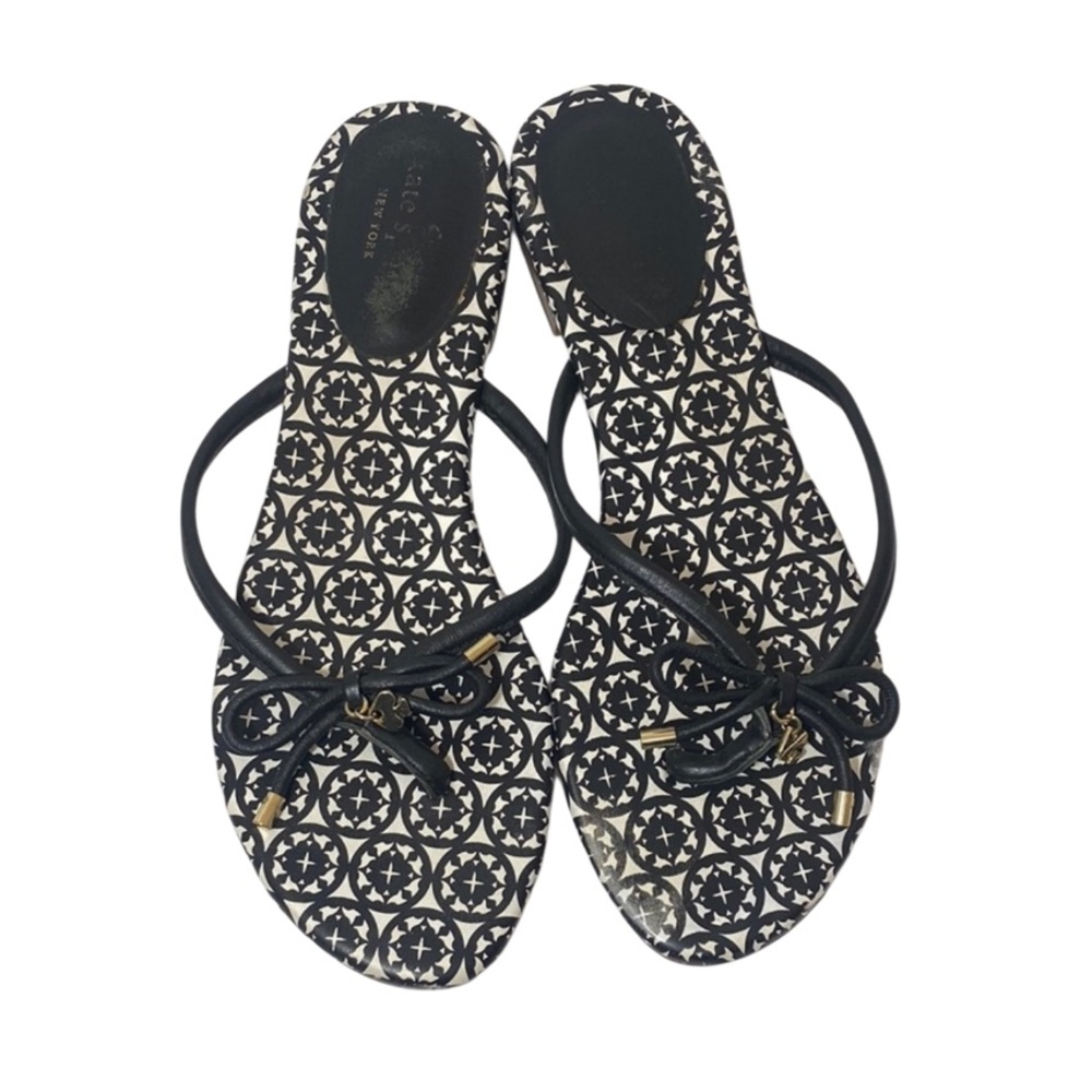 Kate Spade Mystic Bow Black And White Flip Flop 
Sz 9.5